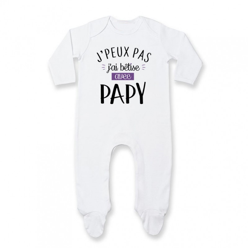 Pyjama bébé J'peux pas j'ai bêtise avec papy ( version fille ) Pyjama bébé J'peux pas j'ai bêtise avec papy ( version fille )