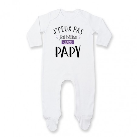 Pyjama bébé J'peux pas j'ai bêtise avec papy ( version fille )