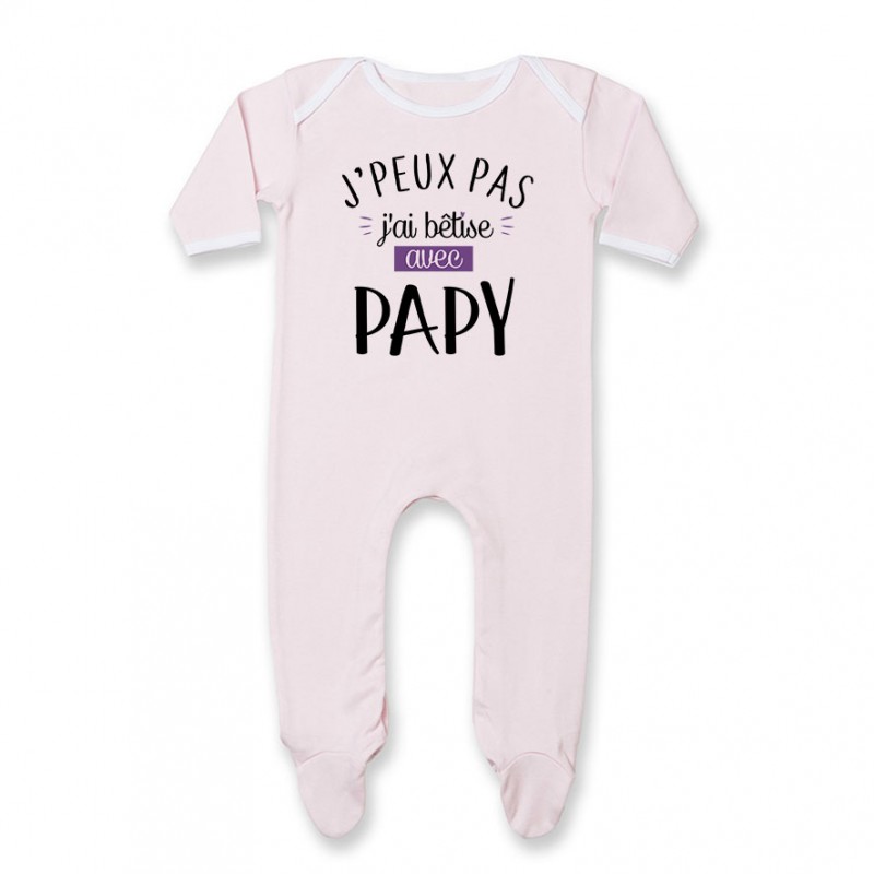 Pyjama bébé J'peux pas j'ai bêtise avec papy ( version fille )