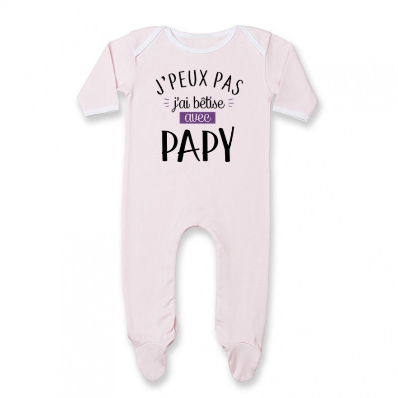 Pyjama bébé J'peux pas j'ai bêtise avec papy ( version fille ) Pyjama bébé J'peux pas j'ai bêtise avec papy ( version fille )
