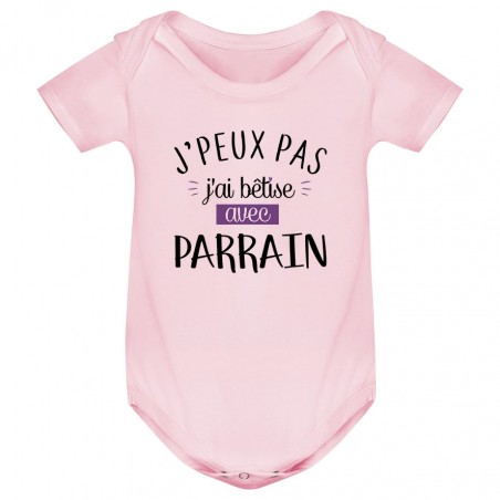 Body bébé J'peux pas j'ai bêtise avec parrain ( version fille )