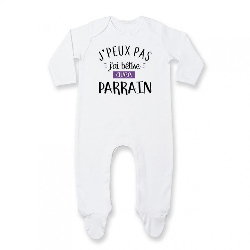 Pyjama bébé J'peux pas j'ai bêtise avec parrain ( version fille )