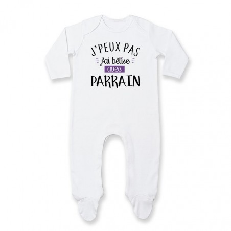 Pyjama bébé J'peux pas j'ai bêtise avec parrain ( version fille )