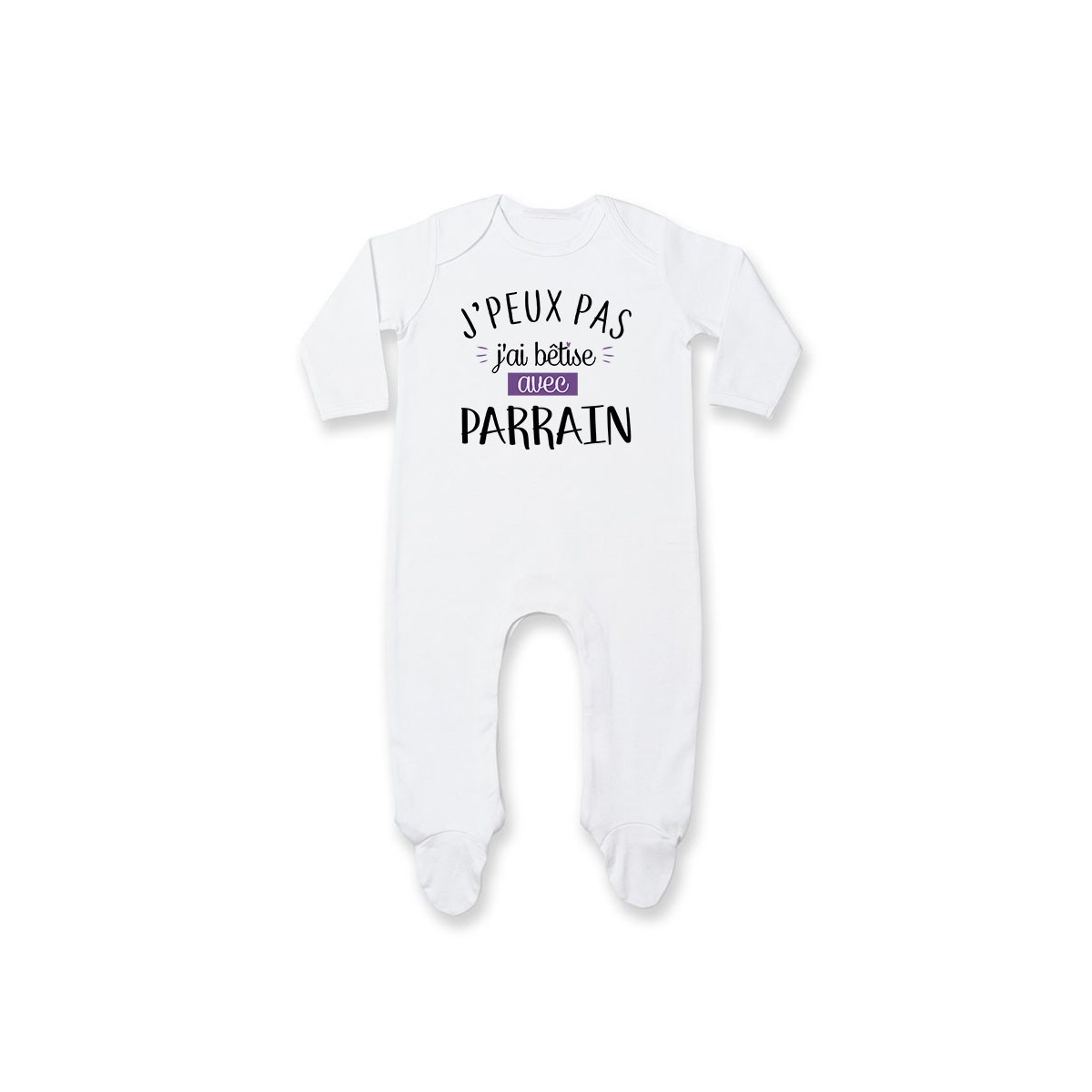 Pyjama bébé J'peux pas j'ai bêtise avec parrain ( version fille )