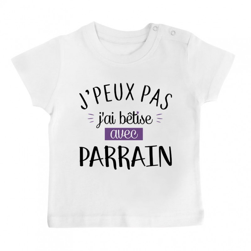 Pyjama bébé J'peux pas j'ai bêtise avec parrain ( version fille ) Pyjama bébé J'peux pas j'ai bêtise avec parrain ( version fille )