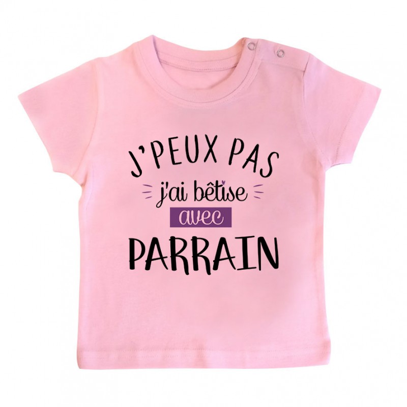 Pyjama bébé J'peux pas j'ai bêtise avec parrain ( version fille ) Pyjama bébé J'peux pas j'ai bêtise avec parrain ( version fille )