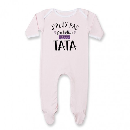 Pyjama bébé J'peux pas j'ai bêtise avec tata ( version fille )