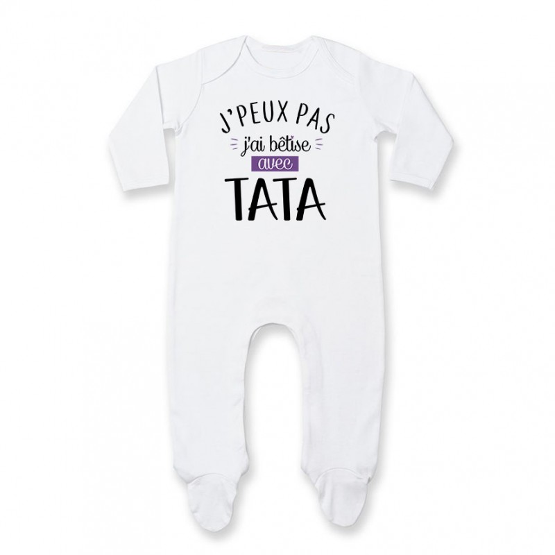 Pyjama bébé J'peux pas j'ai bêtise avec tata ( version fille )