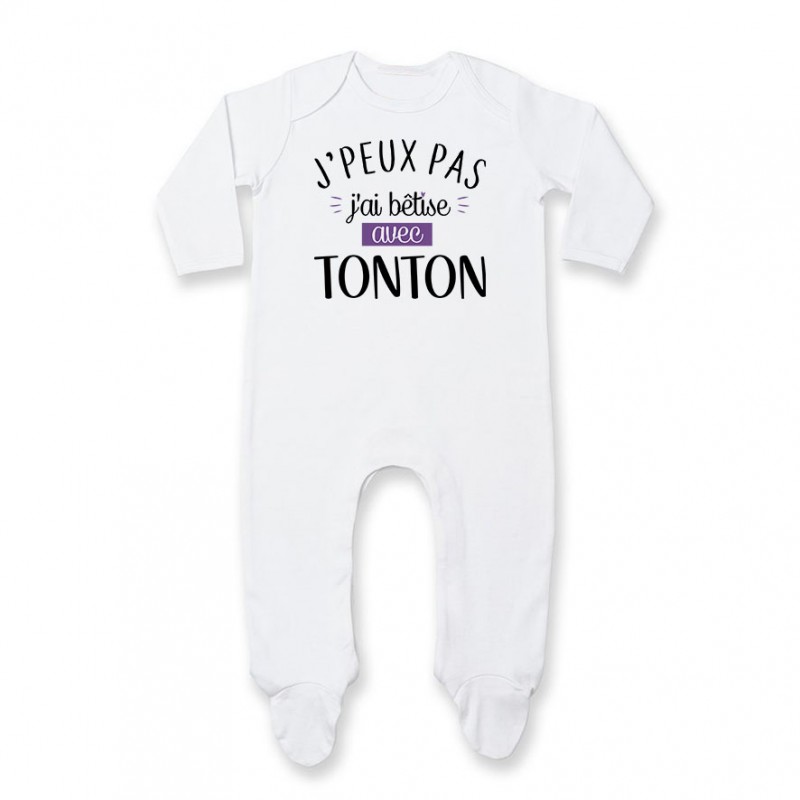 Pyjama bébé J'peux pas j'ai bêtise avec tonton ( version fille ) Pyjama bébé J'peux pas j'ai bêtise avec tonton ( version fille )
