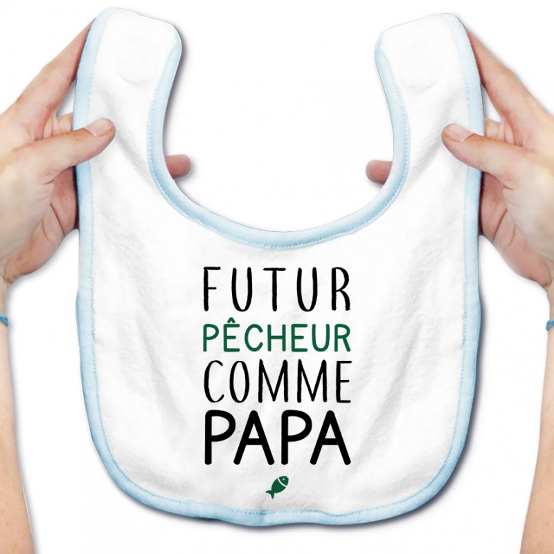 Bavoir bébé Futur pêcheur comme papa Bavoir bébé Futur pêcheur comme papa