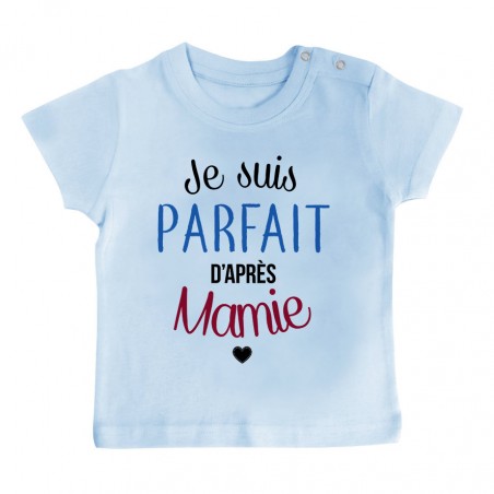 T-Shirt bébé Je suis parfait d'après mamie