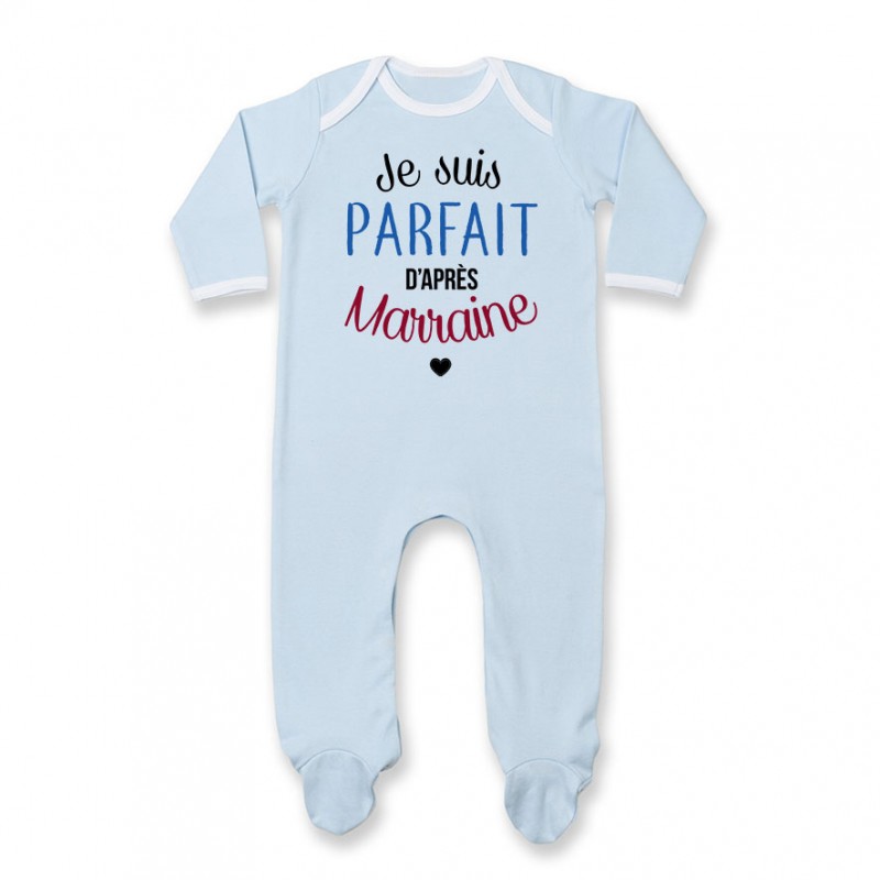 Pyjama bébé Je suis parfait d'après marraine Pyjama bébé Je suis parfait d'après marraine