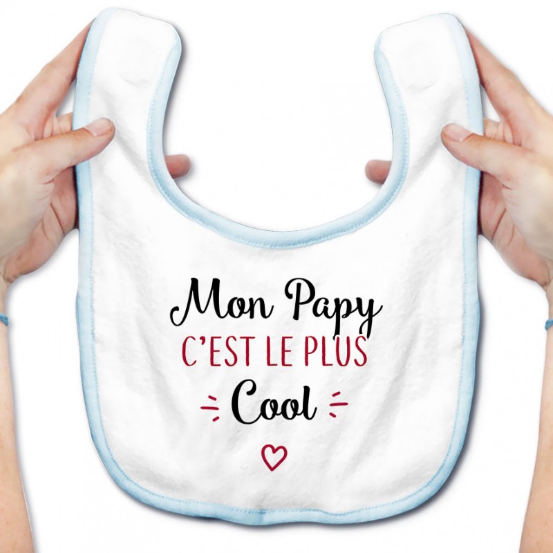 Bavoir bébé Mon papy c'est le plus cool Bavoir bébé Mon papy c'est le plus cool