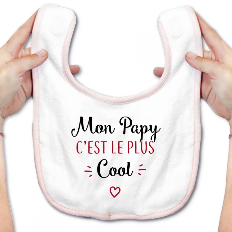 Bavoir bébé Mon papy c'est le plus cool Bavoir bébé Mon papy c'est le plus cool