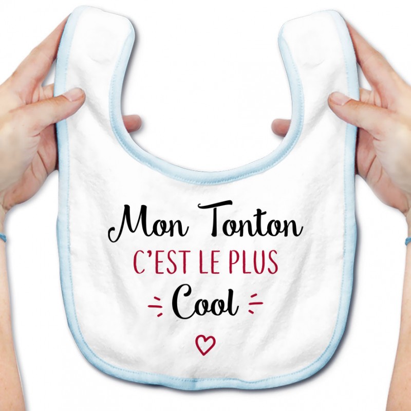 Bavoir bébé Mon tonton c'est le plus cool Bavoir bébé Mon tonton c'est le plus cool