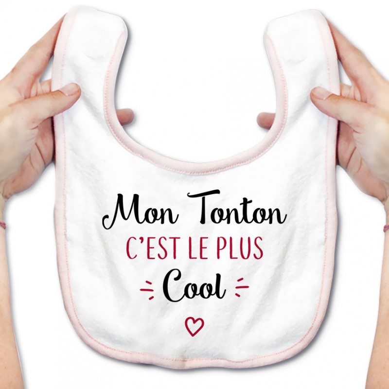 Bavoir bébé Mon tonton c'est le plus cool Bavoir bébé Mon tonton c'est le plus cool