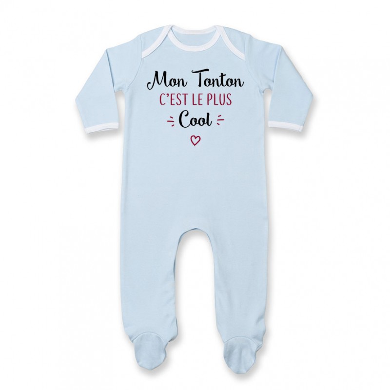 Pyjama bébé Mon tonton c'est le plus cool Pyjama bébé Mon tonton c'est le plus cool