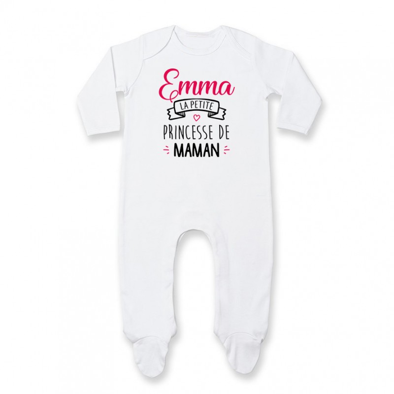 Pyjama bébé personnalisé " Prénom " la petite princesse de maman Pyjama bébé personnalisé " Prénom " la petite princesse de maman