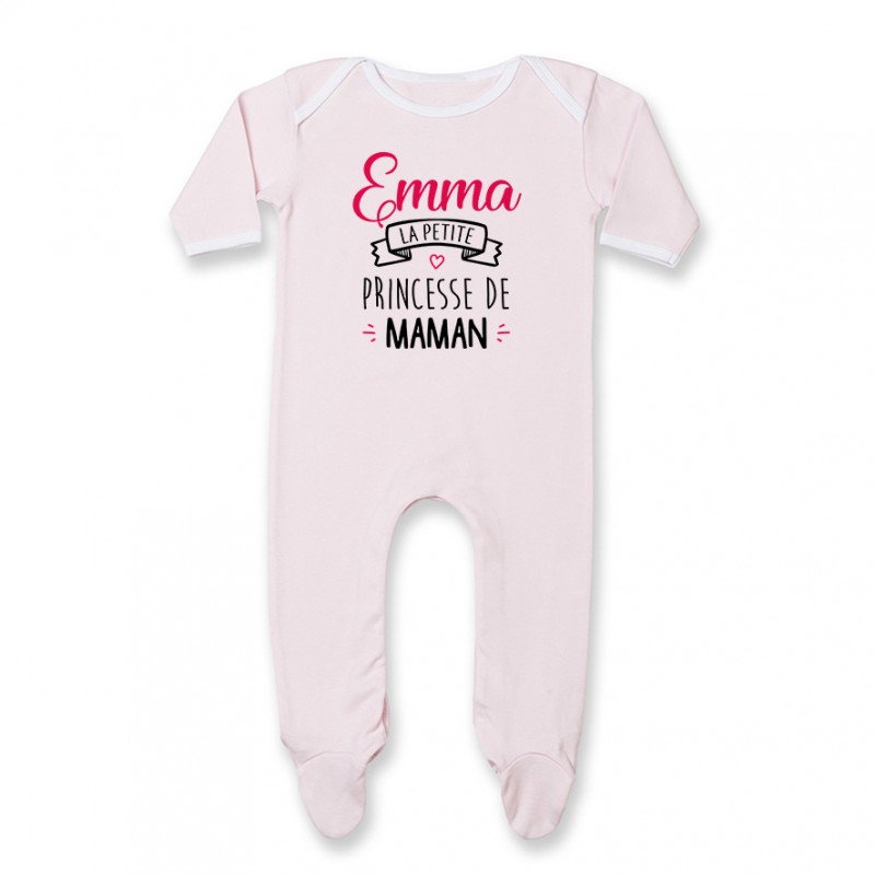 Pyjama bébé personnalisé " Prénom " la petite princesse de maman Pyjama bébé personnalisé " Prénom " la petite princesse de maman