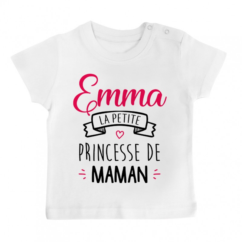 T-shirt bébé personnalisé " Prénom " la petite princesse de maman T-shirt bébé personnalisé " Prénom " la petite princesse de maman