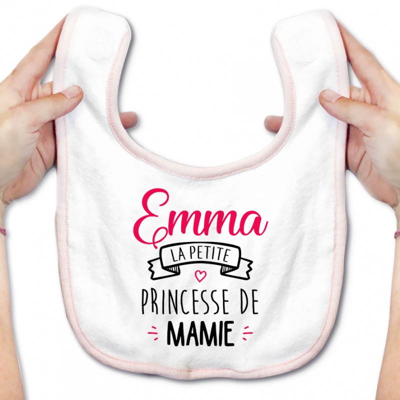 Bavoir bébé personnalisé " Prénom " la petite princesse de mamie Bavoir bébé personnalisé " Prénom " la petite princesse de mamie