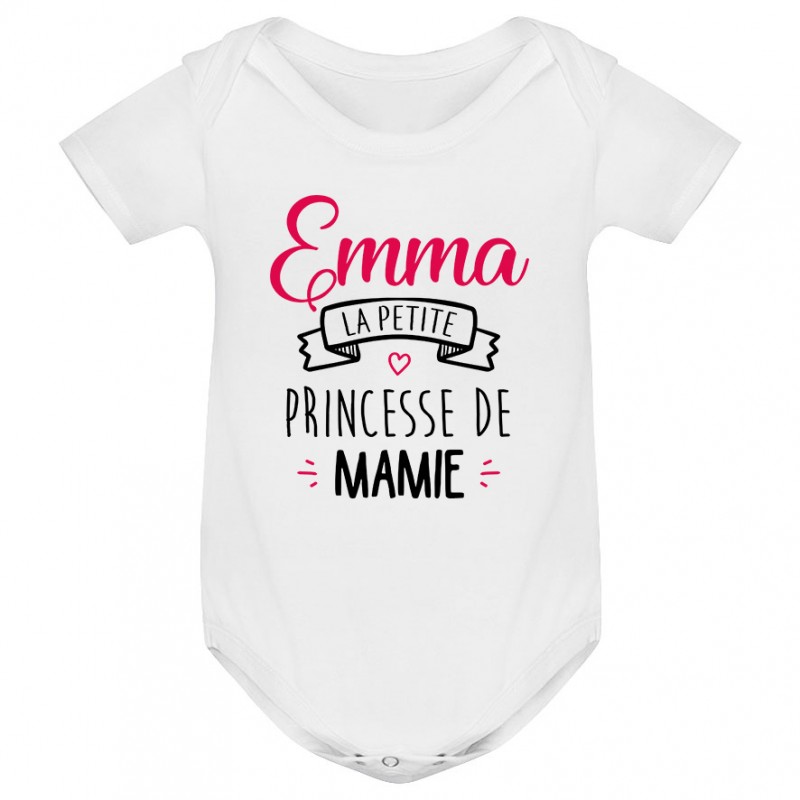Body bébé personnalisé " Prénom " la petite princesse de mamie Body bébé personnalisé " Prénom " la petite princesse de mamie