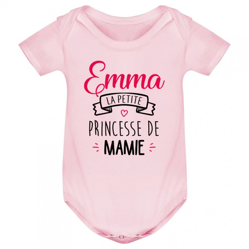 Body bébé personnalisé " Prénom " la petite princesse de mamie Body bébé personnalisé " Prénom " la petite princesse de mamie