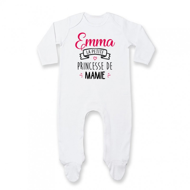 Pyjama bébé personnalisé " Prénom " la petite princesse de mamie