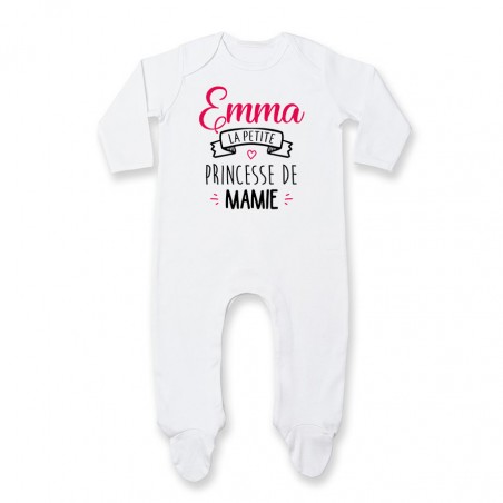 Pyjama bébé personnalisé " Prénom " la petite princesse de mamie