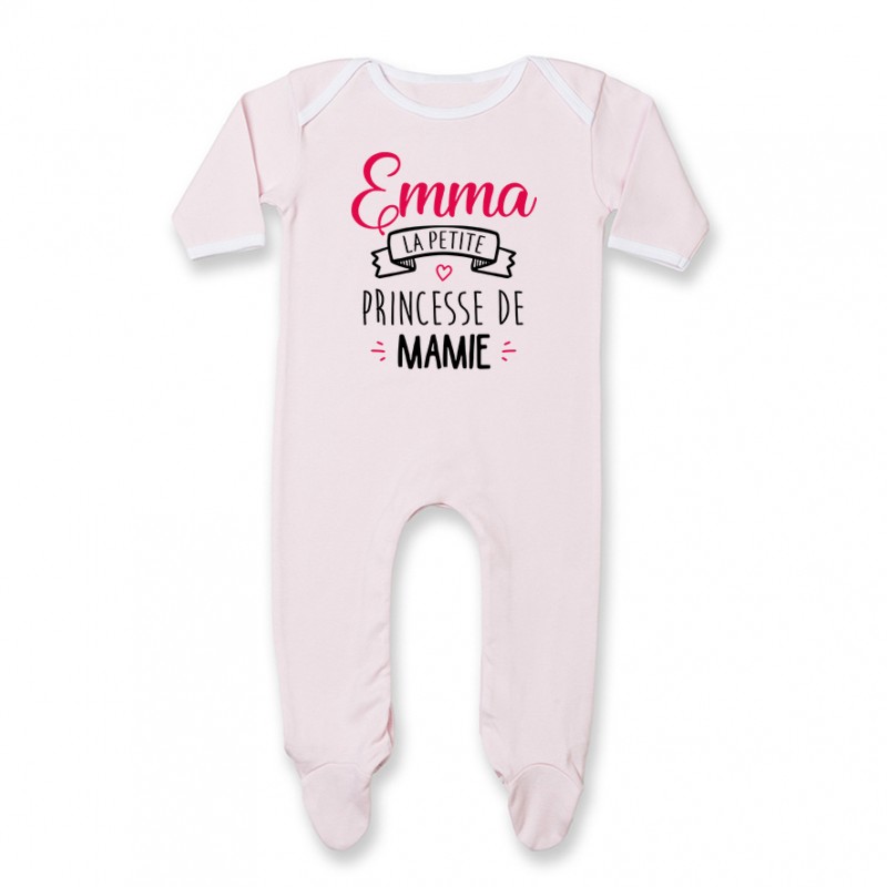 Pyjama bébé personnalisé " Prénom " la petite princesse de mamie Pyjama bébé personnalisé " Prénom " la petite princesse de mamie