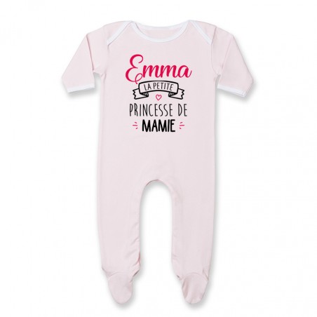 Pyjama bébé personnalisé " Prénom " la petite princesse de mamie