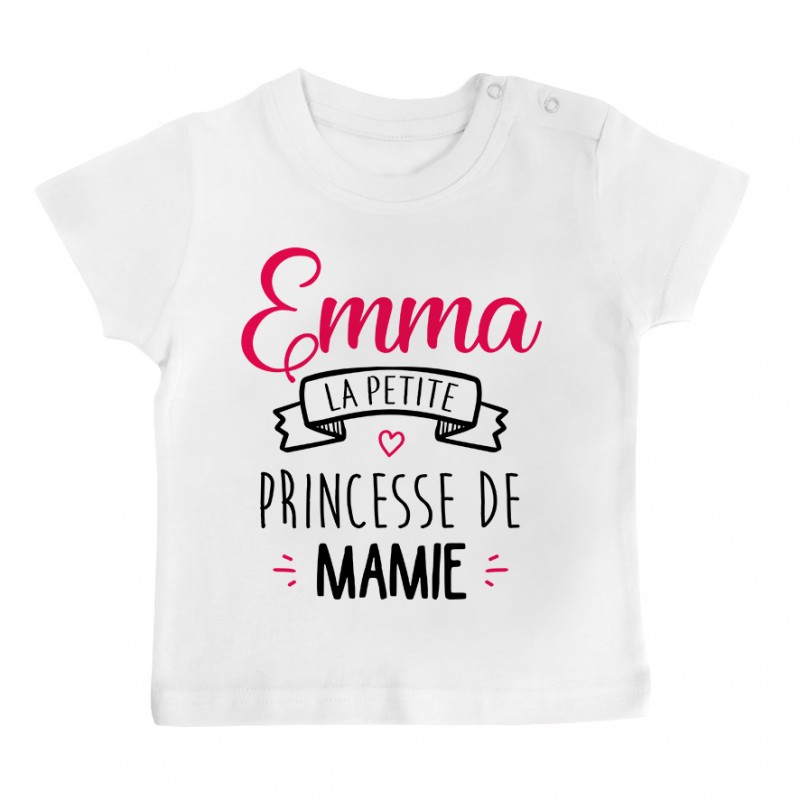 T-shirt bébé personnalisé " Prénom " la petite princesse de mamie T-shirt bébé personnalisé " Prénom " la petite princesse de mamie