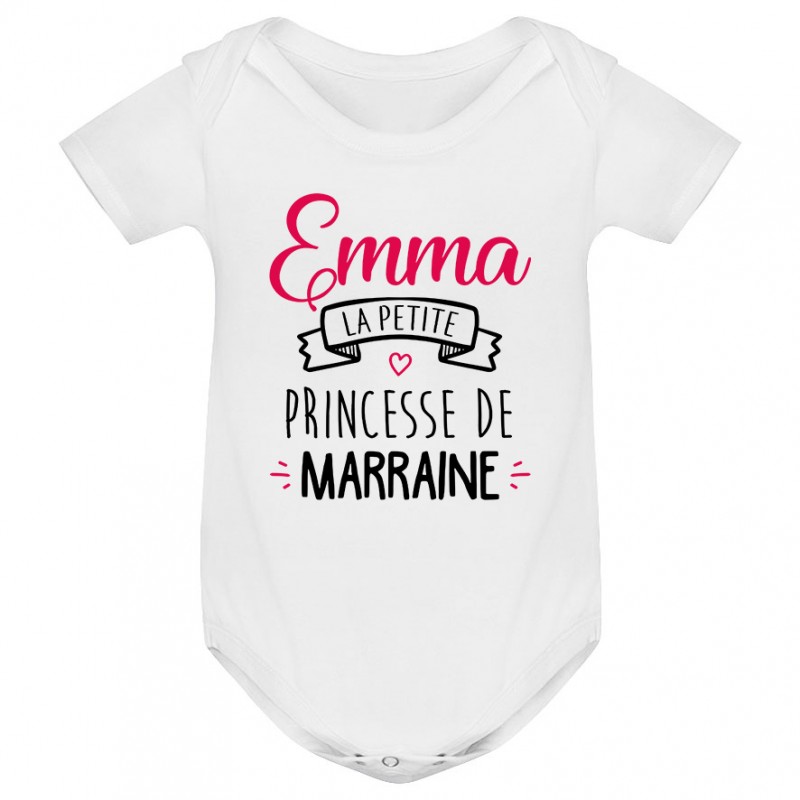 Body bébé personnalisé " Prénom " la petite princesse de marraine Body bébé personnalisé " Prénom " la petite princesse de marraine