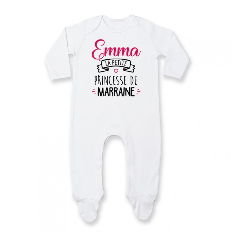 Pyjama bébé personnalisé " Prénom " la petite princesse de marraine