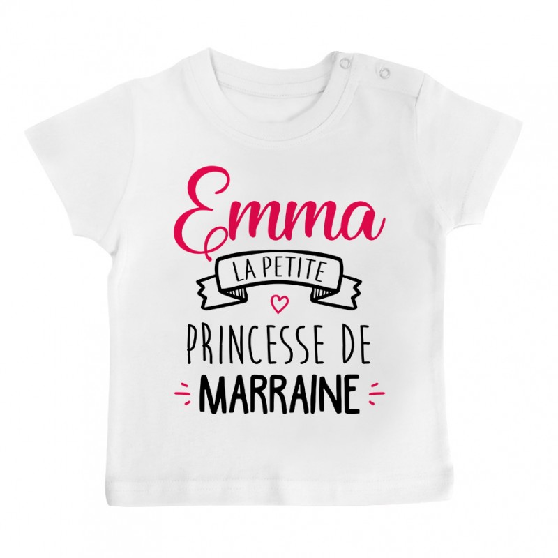 T-shirt bébé personnalisé " Prénom " la petite princesse de marraine