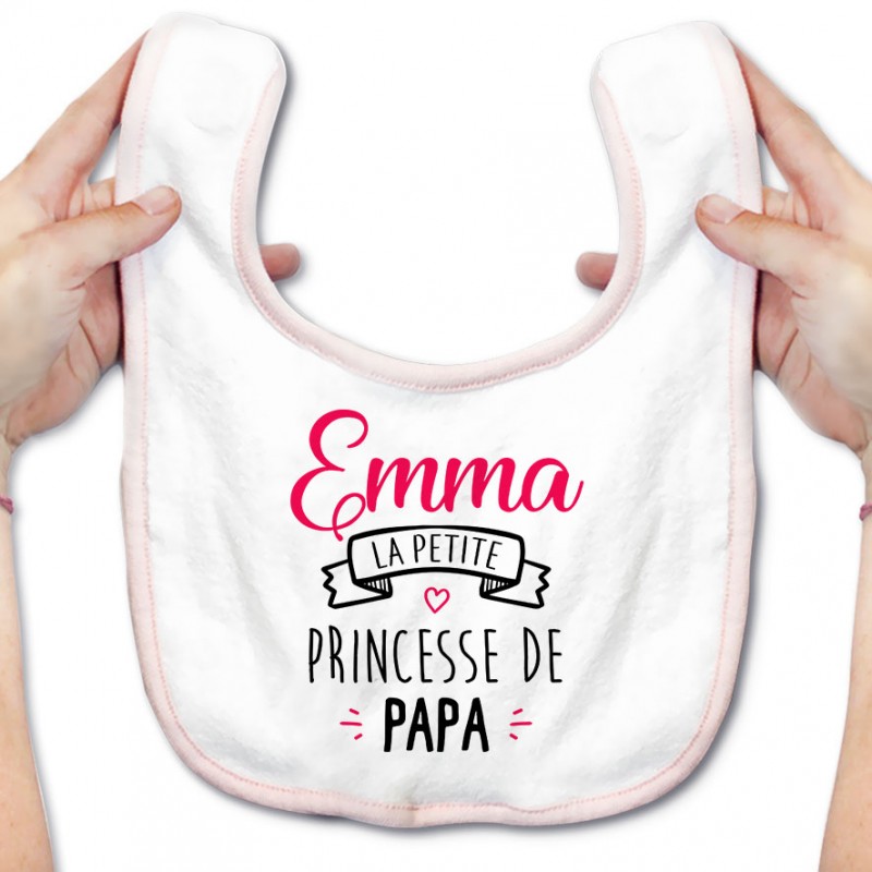Bavoir bébé personnalisé " Prénom " la petite princesse de papa Bavoir bébé personnalisé " Prénom " la petite princesse de papa