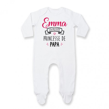 Pyjama bébé personnalisé " Prénom " la petite princesse de papa