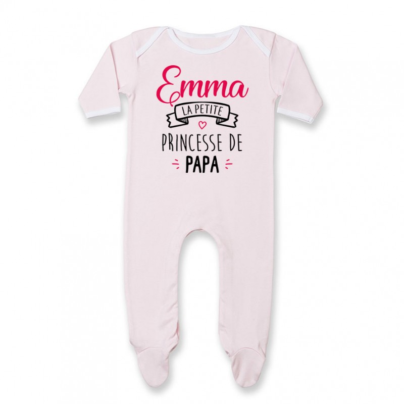 Pyjama bébé personnalisé " Prénom " la petite princesse de papa Pyjama bébé personnalisé " Prénom " la petite princesse de papa