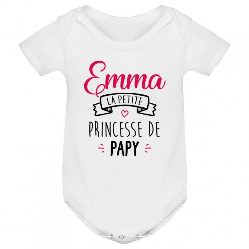 Body bébé personnalisé " Prénom " la petite princesse de papy Body bébé personnalisé " Prénom " la petite princesse de papy