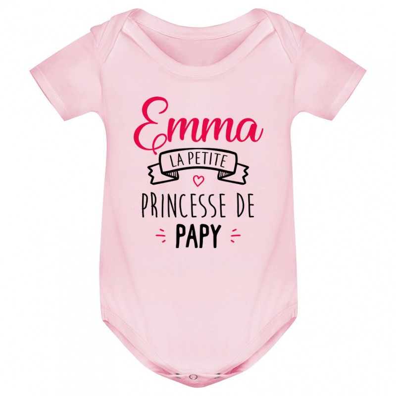 Body bébé personnalisé " Prénom " la petite princesse de papy Body bébé personnalisé " Prénom " la petite princesse de papy