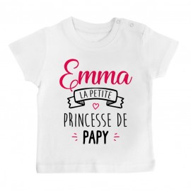 T-shirt bébé personnalisé " Prénom " la petite princesse de papy