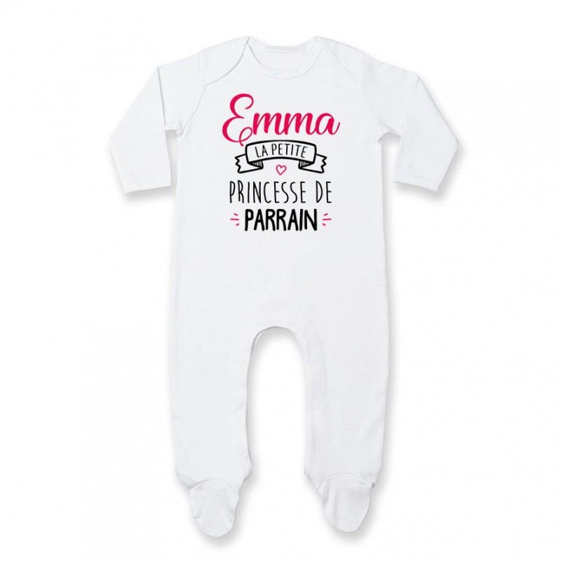 Pyjama bébé personnalisé " Prénom " la petite princesse de parrain Pyjama bébé personnalisé " Prénom " la petite princesse de parrain
