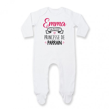 Pyjama bébé personnalisé " Prénom " la petite princesse de parrain