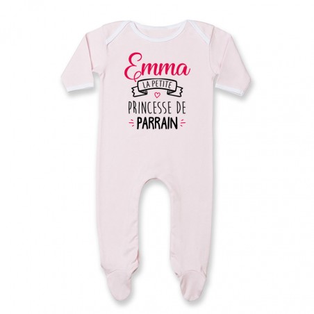 Pyjama bébé personnalisé " Prénom " la petite princesse de parrain