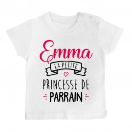 T-shirt bébé personnalisé " Prénom " la petite princesse de parrain