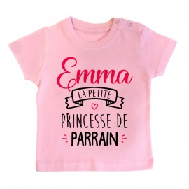 T-shirt bébé personnalisé " Prénom " la petite princesse de parrain