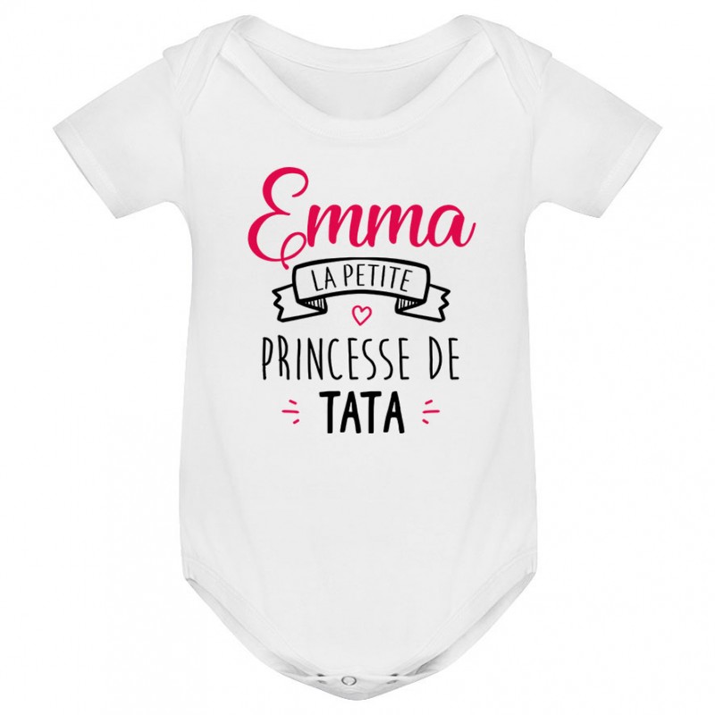 Body bébé personnalisé " Prénom " la petite princesse de tata Body bébé personnalisé " Prénom " la petite princesse de tata