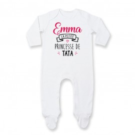 Pyjama bébé personnalisé " Prénom " la petite princesse de tata