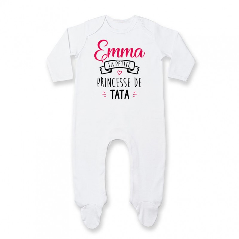 Pyjama bébé personnalisé " Prénom " la petite princesse de tata