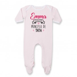 Pyjama bébé personnalisé " Prénom " la petite princesse de tata